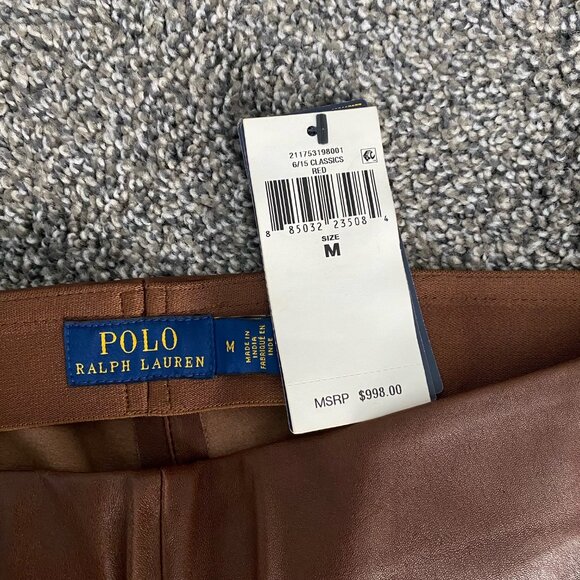 Ralph Lauren Brown Leather Leggings (Medium) NWT - Picture 3 of 5